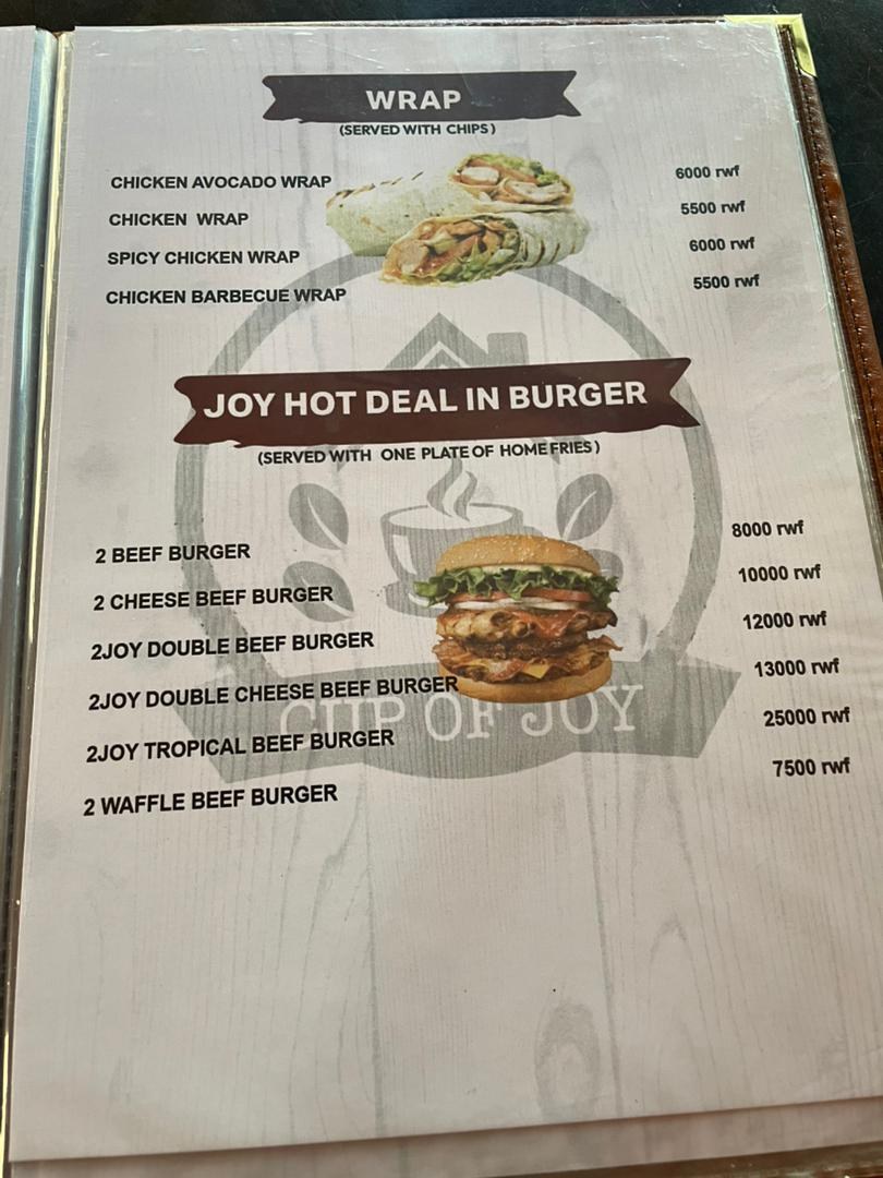 Cup of Joy menu page 5: Wraps & burger deals