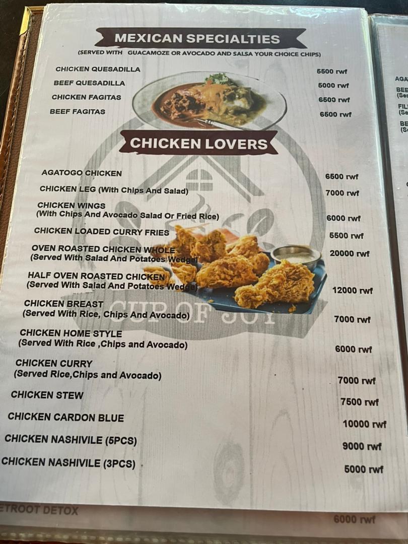 Cup of Joy menu page 7: Mexican & chicken