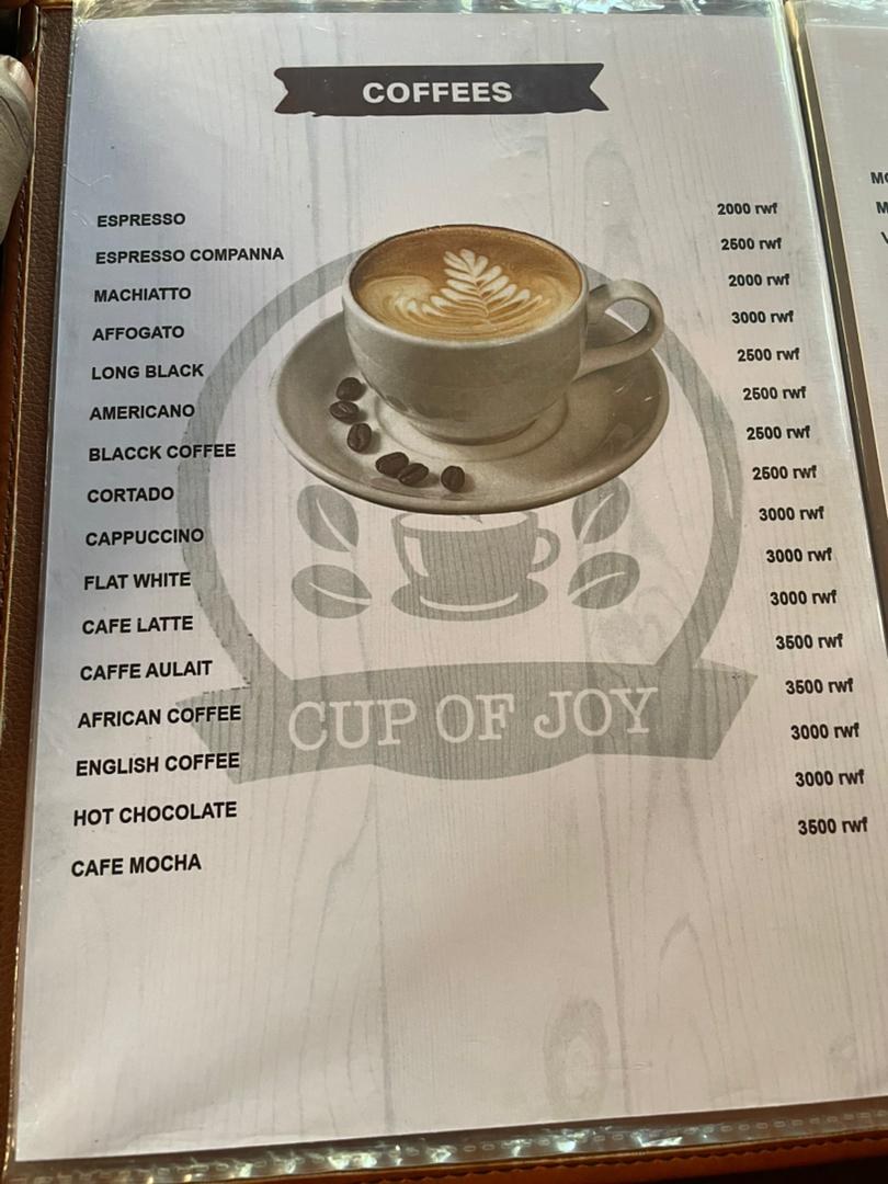 Cup of Joy menu page 10: Coffees